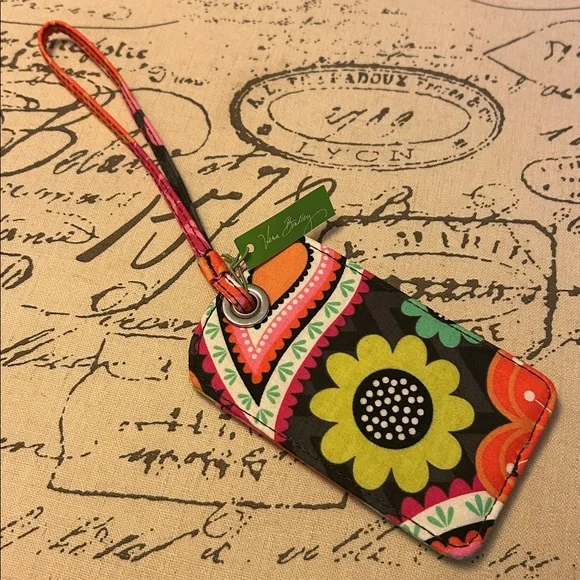 Vera Bradley Luggage Tag ID Badge Holder NWT Ziggy Zinnia Pattern - Picture 3 of 11